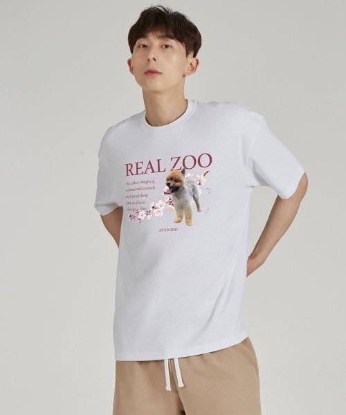 ASTRAL PROJECTION(アストラルプロジェクション)の「リアルジュ フラワーポメ ラウンドネック 15番手 綿 半袖Tシャツ_ホワイト(Tシャツ/カットソー・メンズ・その他・LARGE/X-LARGE)」の1枚目の写真