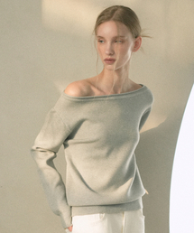 VLETI（ブレッティ）の「Boat-neck Rolled up Knit (gray)（ニット/セーター）」