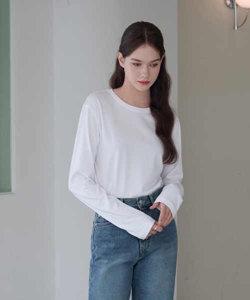 DRAWFIT WOMEN（ドローフィットウーマン）の「スーピマシルケットロングスリーブTシャツ[クリーム]（Tシャツ/カットソー・レディース・その他・MEDIUM/SMALL）」の2枚目の写真