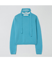 Majournee（マジョネ）の「TIE SET U-NECK CASHMERE KNIT_BLUE（ニット/セーター）」