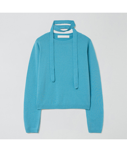 Majournee(マジョネ)の「TIE SET U-NECK CASHMERE KNIT_BLUE(ニット/セーター・レディース・ブルー・FREE)」の1枚目の写真