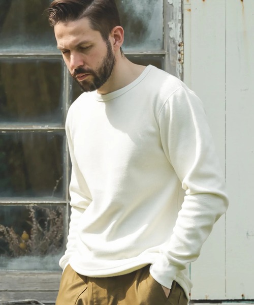 MR.OLIVE（ミスターオリーブ）の「【MR.OLIVE】HEAT THERMAL /INNER CREW NECK SHIRT（スウェット・メンズ・ブラック/オフホワイト・M/L）」の2枚目の写真