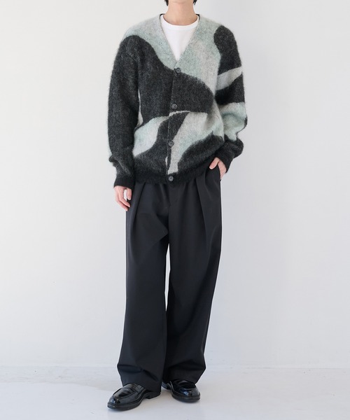 WRAPINKNOT（ラッピンノット）の「【WRAPINKNOT/ラッピンノット】別注 Mohair Jacquard Cardigan（カーディガン/ボレロ・メンズ・ブラック/ホワイト・3/2）」の6枚目の写真