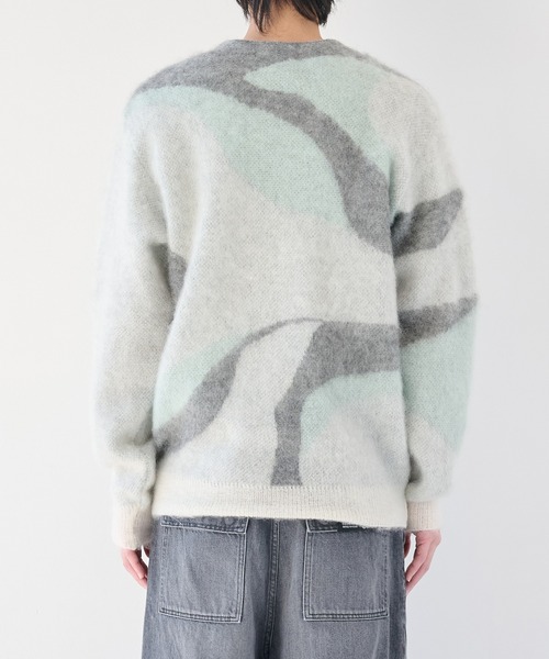 WRAPINKNOT（ラッピンノット）の「【WRAPINKNOT/ラッピンノット】別注 Mohair Jacquard Cardigan（カーディガン/ボレロ・メンズ・ブラック/ホワイト・3/2）」の9枚目の写真