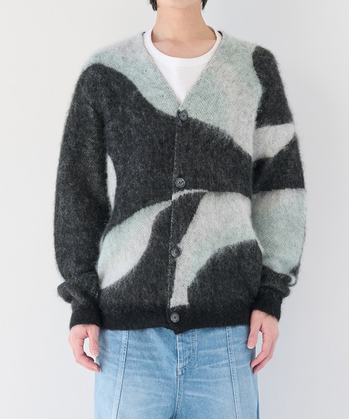 WRAPINKNOT（ラッピンノット）の「【WRAPINKNOT/ラッピンノット】別注 Mohair Jacquard Cardigan（カーディガン/ボレロ・メンズ・ブラック/ホワイト・3/2）」の12枚目の写真