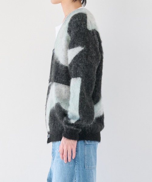 WRAPINKNOT（ラッピンノット）の「【WRAPINKNOT/ラッピンノット】別注 Mohair Jacquard Cardigan（カーディガン/ボレロ・メンズ・ブラック/ホワイト・3/2）」の13枚目の写真