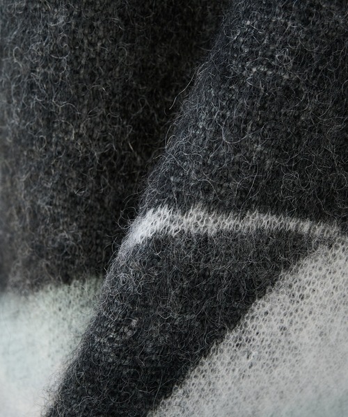 WRAPINKNOT（ラッピンノット）の「【WRAPINKNOT/ラッピンノット】別注 Mohair Jacquard Cardigan（カーディガン/ボレロ・メンズ・ブラック/ホワイト・3/2）」の15枚目の写真