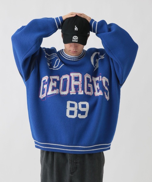 GEORGE'S(ジョージズ)の「オーバーロゴニット(ニット/セーター・メンズ・ブルー/ブラック・FREE)」の2枚目の写真