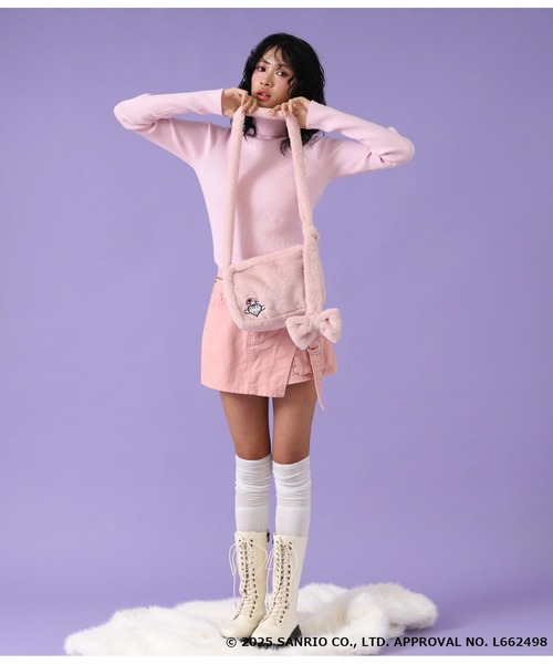 ANAP（アナップ）の「ANAP×【マイメロディクロミ】コラボ メニーウェイ ファーポシェット バッグ（ショルダーバッグ・レディース・ブラック/ピンク・F）」の10枚目の写真