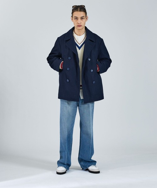 BARACUTA　ウール製(ラム入り)ピーコート ネイビー セール】【LUCEBER/ルースバー】WOOL P-COAT/ウールピーコート/W前
