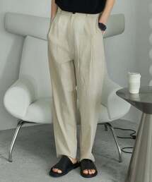 ease（イーズ）の「リネンハーフバンディングパンツ [オーバーサイズフィット]_クリームベージュ_男女共用（その他パンツ）」