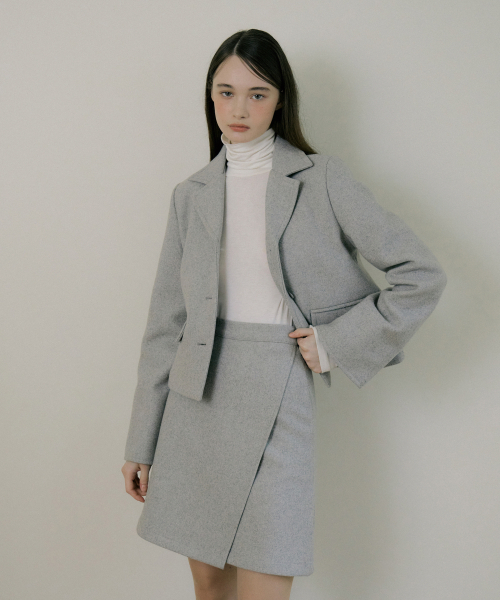 REORG(リオルグ)の「EOT WOOL WRAP MINI SKIRT LIGHT GRAY(スカート・レディース・その他・SMALL/MEDIUM/LARGE)」の2枚目の写真