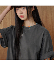 BUBBLPIECE（バブルピース）の「16番手ラグランスリット無地ピグメントTシャツ_チャコール（Tシャツ/カットソー）」