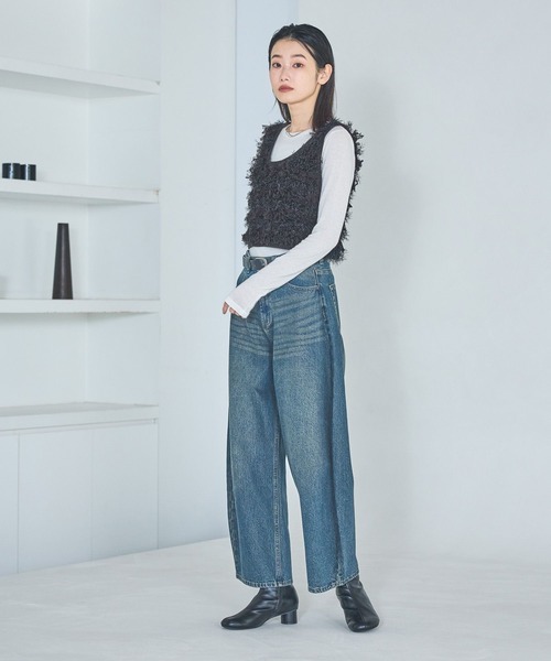 LAKOLE（ラコレ）の「フリンジシャギーベスト / 634875（ベスト・レディース・アイボリー/ブラック/グリーン・FREE）」の18枚目の写真