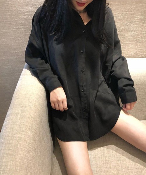 Flugge（フラッジー）の「オーバーサイズ長袖シャツ（シャツ/ブラウス・レディース・ブラック・LARGE/MEDIUM）」の3枚目の写真