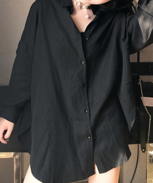 Flugge（フラッジー）の「オーバーサイズ長袖シャツ（シャツ/ブラウス・レディース・ブラック・LARGE/MEDIUM）」の4枚目の写真