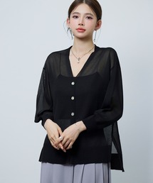 【新作登場!】レディース ニット カーディガン シアー編み 透け感 オーバーサイズ ロング丈 貝ボタン シアートップス 薄手 紫外線対策 冷房対策