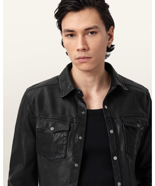 ALLSAINTS(オールセインツ)の「IRWIN LEATHER SHIRT | IRWIN レザー シャツ(シャツ/ブラウス・メンズ・ブラック・S/M/L)」の3枚目の写真