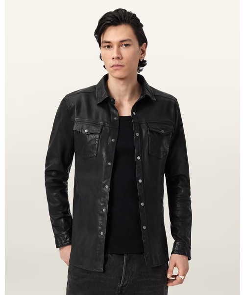 ALLSAINTS(オールセインツ)の「IRWIN LEATHER SHIRT | IRWIN レザー シャツ(シャツ/ブラウス・メンズ・ブラック・S/M/L)」の4枚目の写真