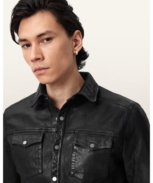 ALLSAINTS(オールセインツ)の「IRWIN LEATHER SHIRT | IRWIN レザー シャツ(シャツ/ブラウス・メンズ・ブラック・S/M/L)」の6枚目の写真