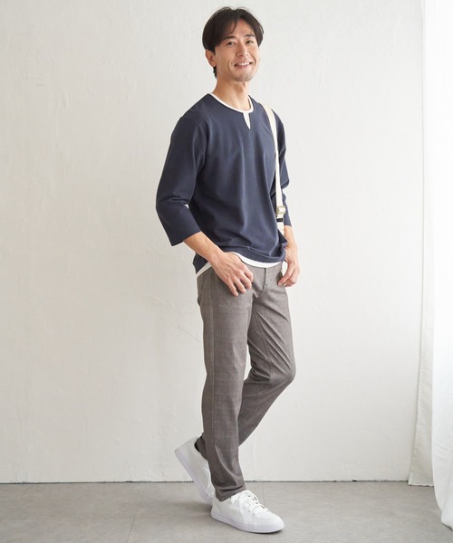 ikka(イッカ)の「【抗菌防臭】GOKU楽冷感7分袖キーネック(Tシャツ/カットソー・メンズ・ホワイト/ネイビー/グレー/チャコール・M/L/XL/S)」の22枚目の写真