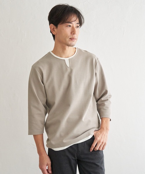 ikka(イッカ)の「【抗菌防臭】GOKU楽冷感7分袖キーネック(Tシャツ/カットソー・メンズ・ホワイト/ネイビー/グレー/チャコール・M/L/XL/S)」の15枚目の写真