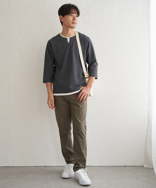 ikka(イッカ)の「【抗菌防臭】GOKU楽冷感7分袖キーネック(Tシャツ/カットソー・メンズ・ホワイト/ネイビー/グレー/チャコール・M/L/XL/S)」の19枚目の写真