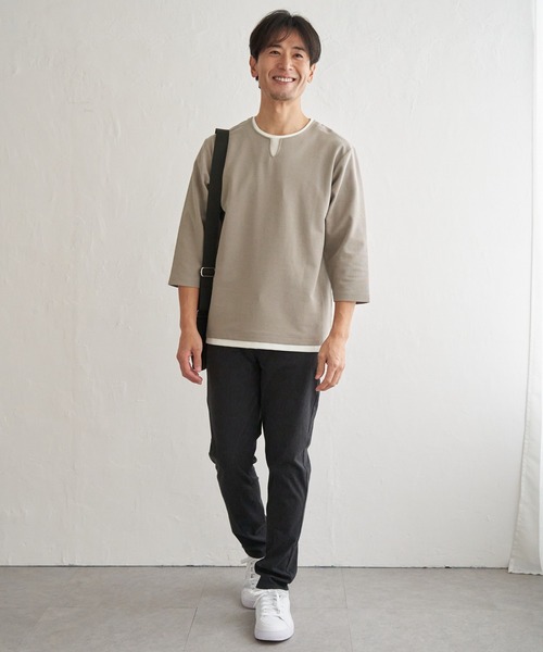 ikka(イッカ)の「【抗菌防臭】GOKU楽冷感7分袖キーネック(Tシャツ/カットソー・メンズ・ホワイト/ネイビー/グレー/チャコール・M/L/XL/S)」の16枚目の写真