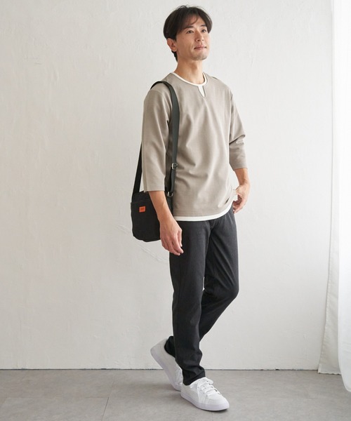 ikka(イッカ)の「【抗菌防臭】GOKU楽冷感7分袖キーネック(Tシャツ/カットソー・メンズ・ホワイト/ネイビー/グレー/チャコール・M/L/XL/S)」の17枚目の写真