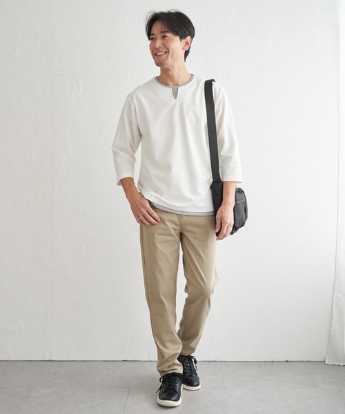 ikka(イッカ)の「【抗菌防臭】GOKU楽冷感7分袖キーネック(Tシャツ/カットソー・メンズ・ホワイト/ネイビー/グレー/チャコール・M/L/XL/S)」の12枚目の写真