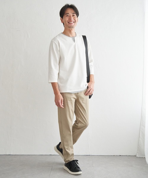 ikka(イッカ)の「【抗菌防臭】GOKU楽冷感7分袖キーネック(Tシャツ/カットソー・メンズ・ホワイト/ネイビー/グレー/チャコール・M/L/XL/S)」の14枚目の写真