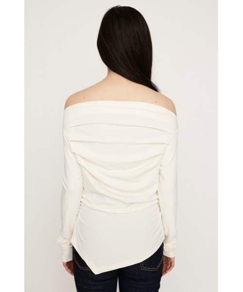 SLY（スライ）の「【2026SS新作】OFF SHOULDER TUCK TOPS オフショルダー タック トップス 春服（Tシャツ/カットソー・レディース・オフホワイト/杢グレー/ブラウン/ピンク/ブラック・FREE）」の14枚目の写真