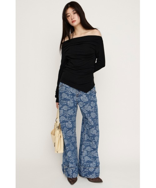 SLY（スライ）の「【2026SS新作】OFF SHOULDER TUCK TOPS オフショルダー タック トップス 春服（Tシャツ/カットソー・レディース・オフホワイト/杢グレー/ブラウン/ピンク/ブラック・FREE）」の18枚目の写真