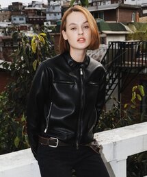 THE VERLIN（ザベルリン）の「VEGAN LEATHER ZIPPER JACKET - BLACK（ライダースジャケット）」
