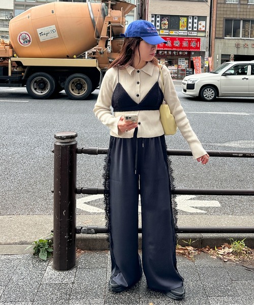 PILIT(ピリット)の「ピンタックレース付きパンツ(その他パンツ・レディース・チャコールグレー/ブラック・MEDIUM)」の3枚目の写真