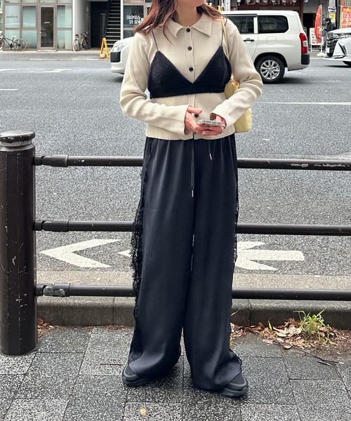 PILIT(ピリット)の「ピンタックレース付きパンツ(その他パンツ・レディース・チャコールグレー/ブラック・MEDIUM)」の5枚目の写真