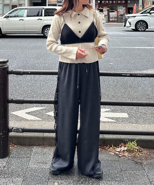 PILIT(ピリット)の「ピンタックレース付きパンツ(その他パンツ・レディース・チャコールグレー/ブラック・MEDIUM)」の6枚目の写真