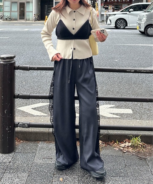 PILIT(ピリット)の「ピンタックレース付きパンツ(その他パンツ・レディース・チャコールグレー/ブラック・MEDIUM)」の7枚目の写真
