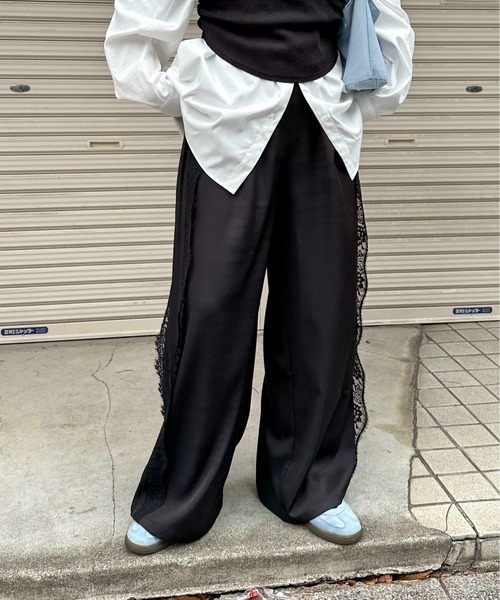 PILIT(ピリット)の「ピンタックレース付きパンツ(その他パンツ・レディース・チャコールグレー/ブラック・MEDIUM)」の18枚目の写真