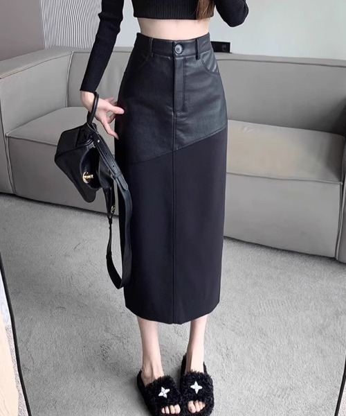 SallyLunn(サリーラン)の「レザードッキングセミフレアスカート(スカート・レディース・ブラック・MEDIUM/LARGE)」の9枚目の写真