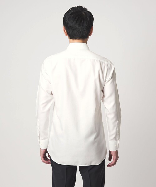 green label relaxing（グリーンレーベルリラクシング）の「コットン フレンチツイル ワイドカラー ドレスシャツ -形態安定-（ビジネスシャツ・メンズ・ホワイト・40cm/42cm/43cm/38cm/41cm/37cm/39cm）」の6枚目の写真