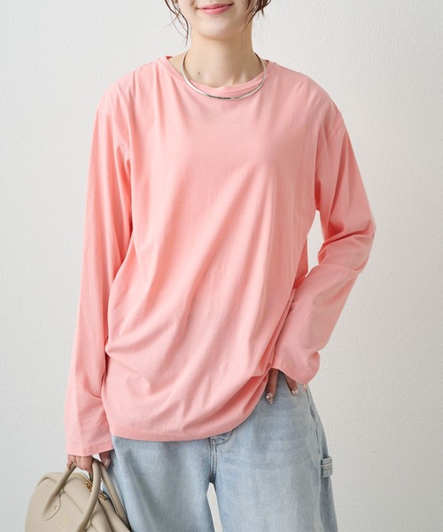 PUAL CE CIN(ピュアルセシン)の「コットンシアーカットソー(Tシャツ/カットソー・レディース・ブラック/オフホワイト/ピンク/イエロー・FREE)」の4枚目の写真