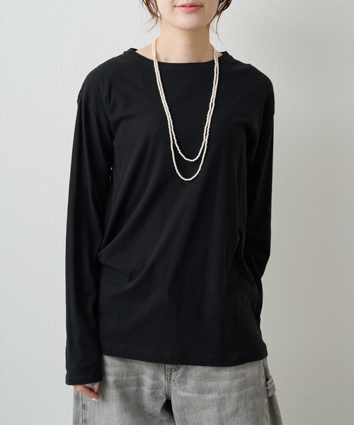 PUAL CE CIN(ピュアルセシン)の「コットンシアーカットソー(Tシャツ/カットソー・レディース・ブラック/オフホワイト/ピンク/イエロー・FREE)」の1枚目の写真