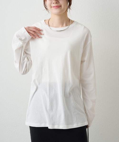 PUAL CE CIN(ピュアルセシン)の「コットンシアーカットソー(Tシャツ/カットソー・レディース・ブラック/オフホワイト/ピンク/イエロー・FREE)」の21枚目の写真