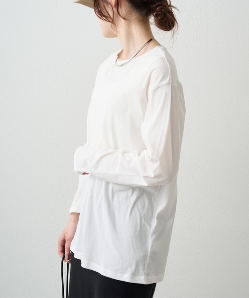 PUAL CE CIN(ピュアルセシン)の「コットンシアーカットソー(Tシャツ/カットソー・レディース・ブラック/オフホワイト/ピンク/イエロー・FREE)」の20枚目の写真