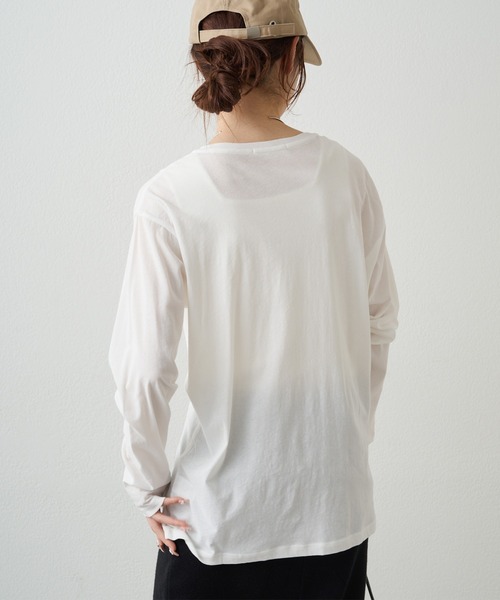 PUAL CE CIN(ピュアルセシン)の「コットンシアーカットソー(Tシャツ/カットソー・レディース・ブラック/オフホワイト/ピンク/イエロー・FREE)」の19枚目の写真