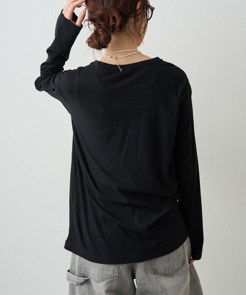 PUAL CE CIN(ピュアルセシン)の「コットンシアーカットソー(Tシャツ/カットソー・レディース・ブラック/オフホワイト/ピンク/イエロー・FREE)」の11枚目の写真