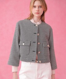 ANAYI（アナイ）の「【セットアップ対応商品】ドビーツイードノーカラーブルゾン（ノーカラージャケット）」