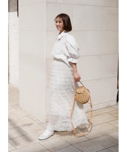 BeBeoD（べベッド）の「シアーフリルティアードスカート（スカート・レディース・ブラック/アイボリー・フリー）」の3枚目の写真