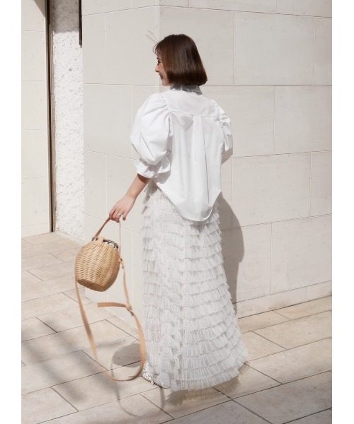 BeBeoD（べベッド）の「シアーフリルティアードスカート（スカート・レディース・ブラック/アイボリー・フリー）」の4枚目の写真